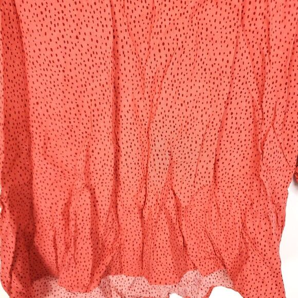 Express TOp Womens Size XS Polka Dot New Roll Tab Sleeves V Neck Red New - Picture 3 of 9